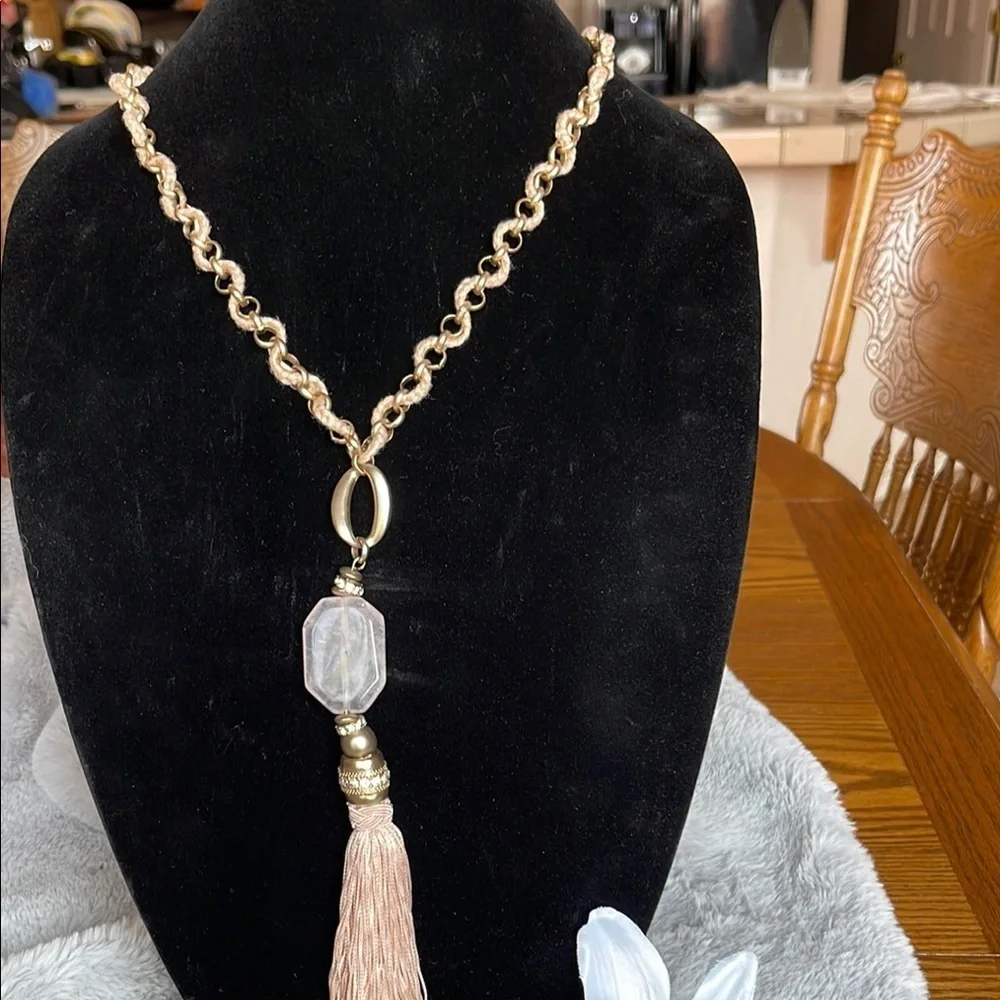 Chico's Gold and Cream Tassel Necklace